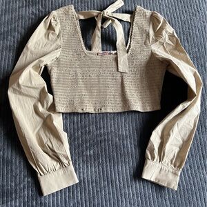 Beige Long Sleeve Crop Top | M | NWT